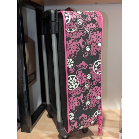 Baby Phat Rolling Luggage‎ Carry On Suitcase Black Pink Floral Y2K E1 - Picture 3 of 5